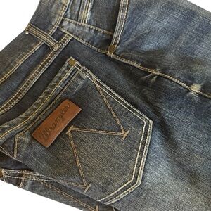Wrangler Men's Denim Jeans with Brown Accents